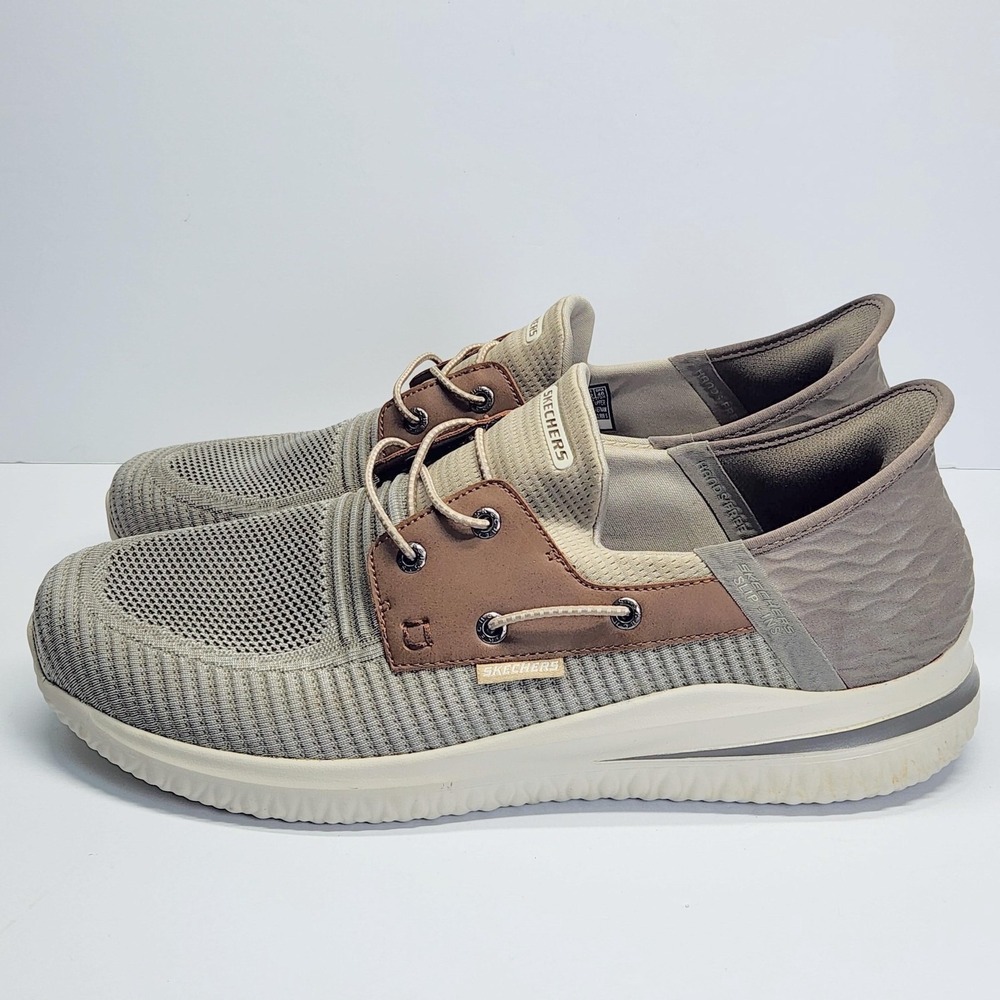 Skechers Slip-Ins Shoes Mens Size 14 Beige Knit Boat Comfort Casual 210606W - Picture 8 of 13